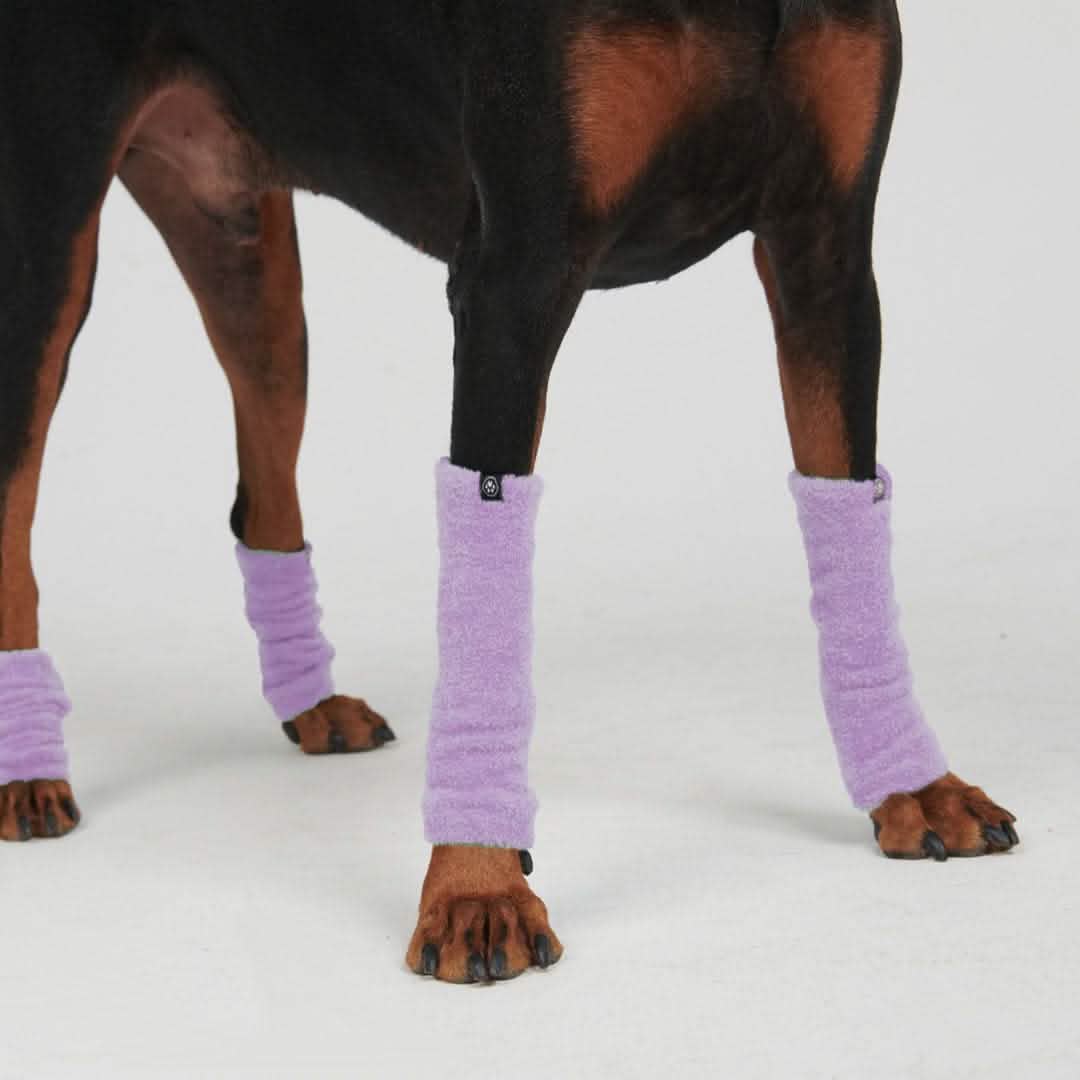 Dog Leg Purple Warmer Sleeves Stretchy Fleece Warm Pet Socks Leggings Accessory
