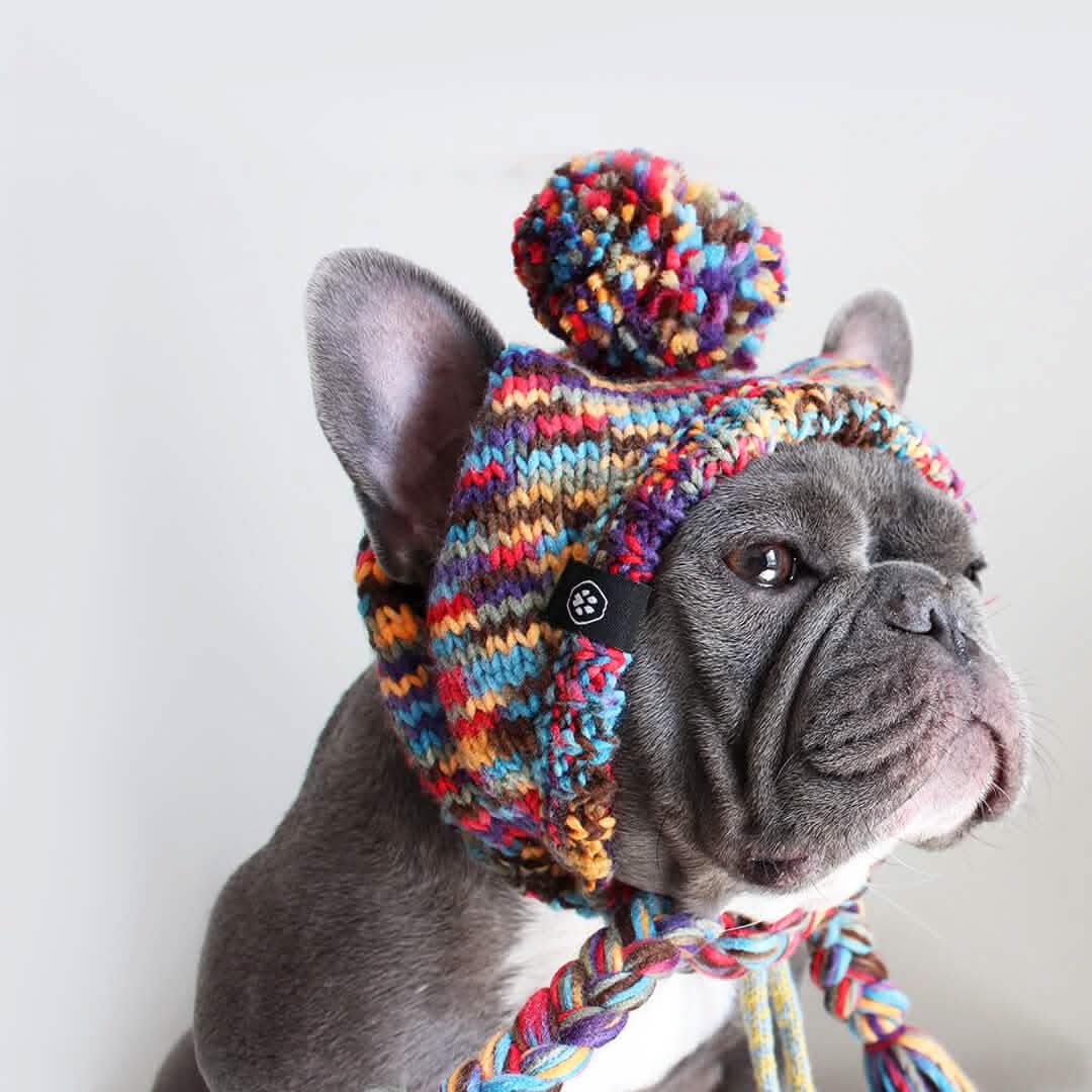 Dog Beanie Hat Kaleidoscope Soft Warm Winter Pet Headwear Accessory