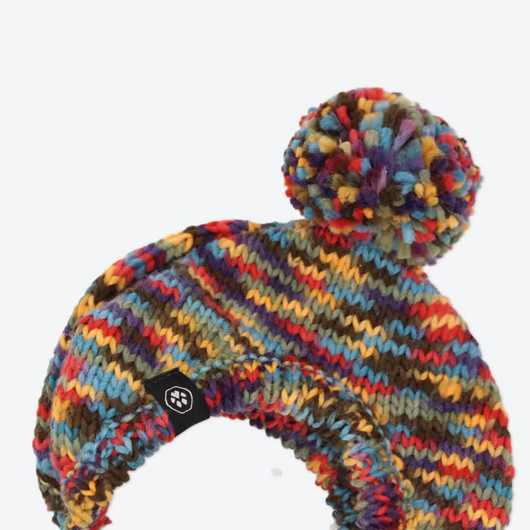 Dog Beanie Hat Kaleidoscope Soft Warm Winter Pet Headwear Accessory